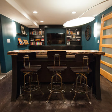 Bar with stools adds extra seating for this small room.