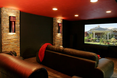 Inspiration for a timeless home theater remodel in Portland