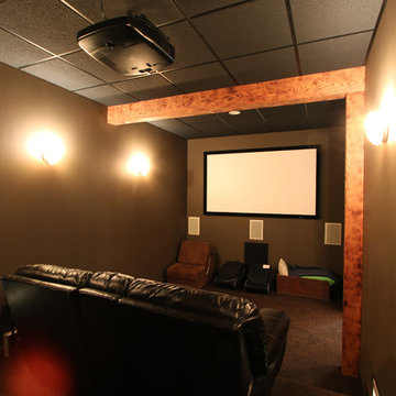 Basement Theater Room with Reclaimed Wood