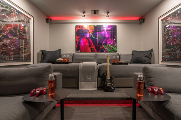 Contemporary Home Theater by b+g design inc.