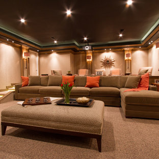 Inspiration for a transitional home theater remodel in DC Metro