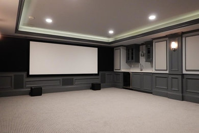 This is an example of a traditional home cinema in Boston.
