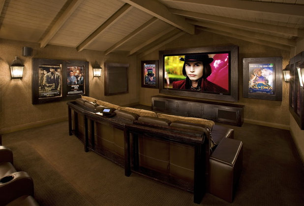 Rustic Home Theater Contemporary Media Room