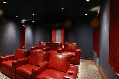 Inspiration for a contemporary home theater remodel in Grand Rapids