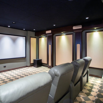 Custom Home Theater with Tiered Leather Seating in Libertyville IL