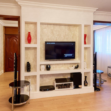 Entertainment Console unit designed within wall niches