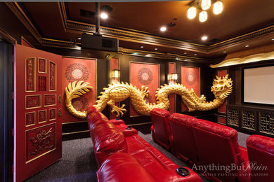Example of an asian home theater design in Houston