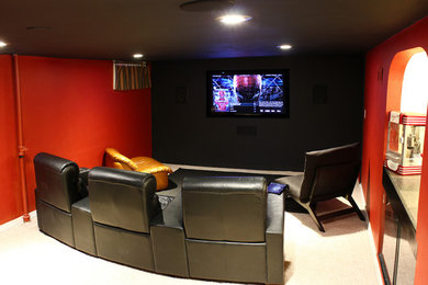 Home theater - modern home theater idea in Seattle