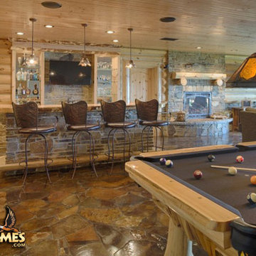 Finished basement in Golden Eagle Log and Timber Homes Lakehouse 4166AL