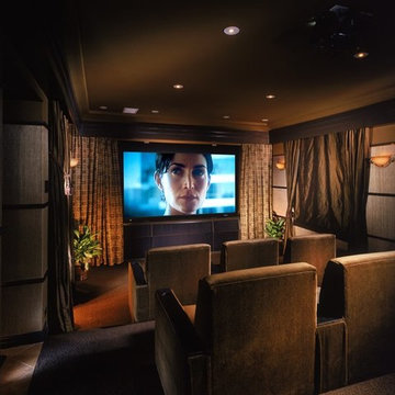 Fully Custom Theater with Unique Wall Treatments