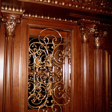 gold detailing on woodwork and gold leafing on iron insets