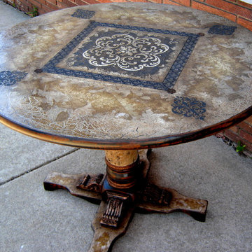 hand painted pedestal table for sale