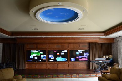 Trendy home theater photo in San Diego