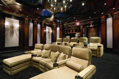 Inspiration for a timeless home theater remodel in New York