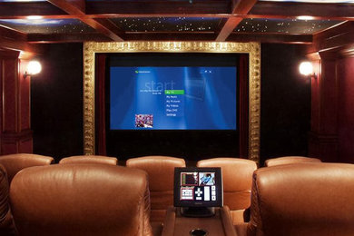 Transitional home theater photo in New York