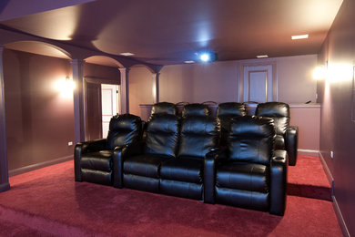 Trendy home theater photo in Chicago