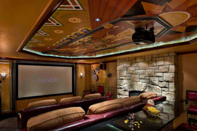 Idée de décoration pour une salle de cinéma chalet.