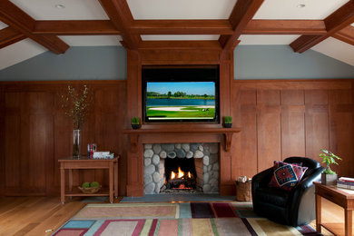 Inspiration for a transitional home theater remodel in New York