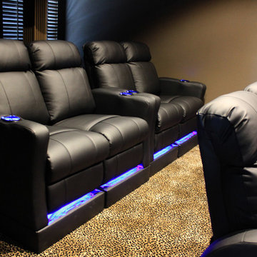 Home Theater Seating with Built-in Riser on Back Row