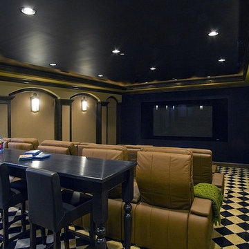 Home Theater with Cherry Millwork, Leather Seats and Diamond Club Carpet