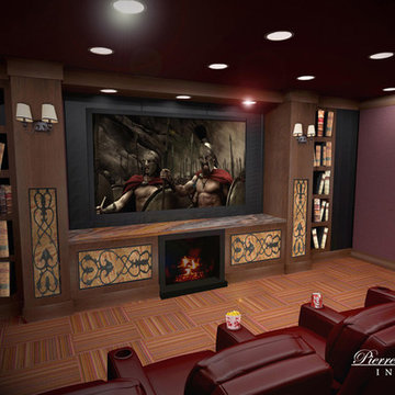 Home Theater with fireplace