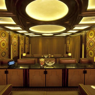 Example of an eclectic home theater design in Los Angeles
