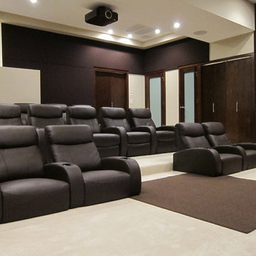 Home Theaters with Stretched Fabric Acoustic Wall Finishing