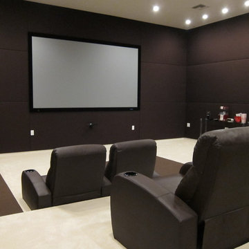 Home Theaters with Stretched Fabric Acoustic Wall Finishing