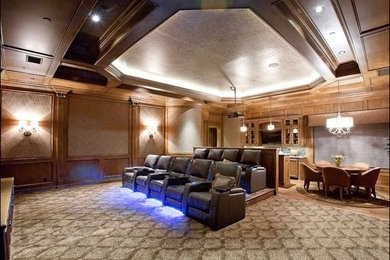 Home theater - transitional home theater idea in Orange County