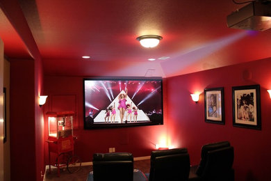 Transitional home theater photo in Dallas