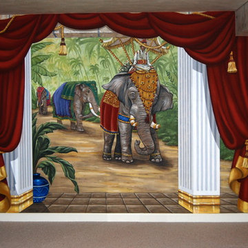 Indian Palace Mural in a Home Theater by Tom Taylor of Wow Effects, in Maryland