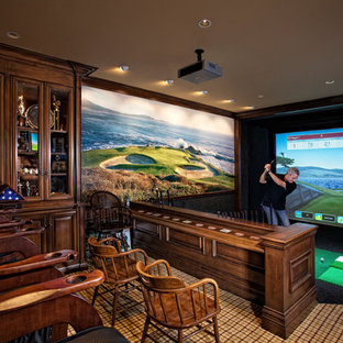 Example of a tuscan home theater design in Orange County