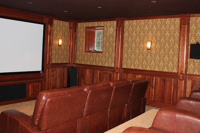 Home theater - traditional home theater idea in Boston