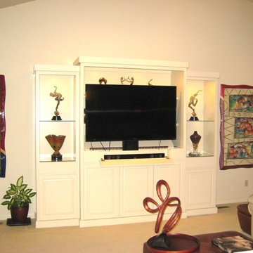 Media Center with remote 65 inch TV lift in cabinet