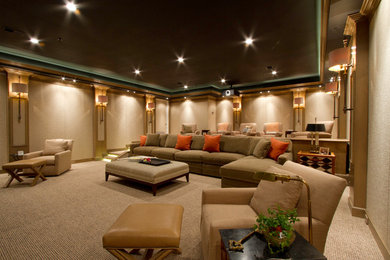 Inspiration for a contemporary home cinema in DC Metro.