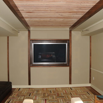 Media Room with fabric walls and acoustical treatment