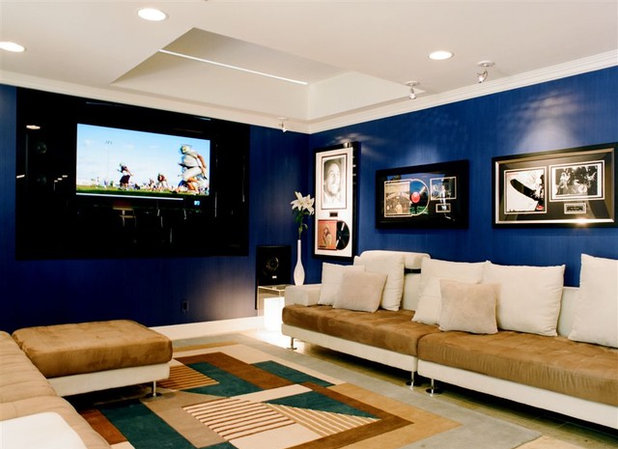 Contemporary Home Theater by Tracy Murdock Allied ASID
