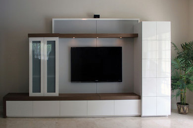 Inspiration for a modern home theater remodel in Miami