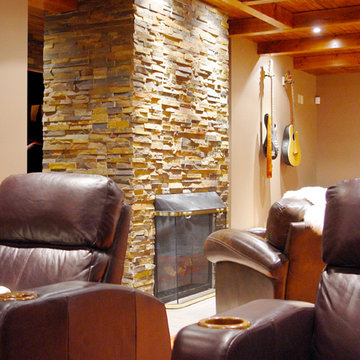 Natural Stone Fireplace Man Cave