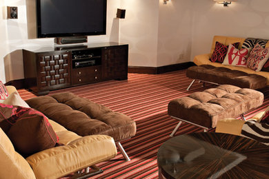 Home theater - contemporary home theater idea in Milwaukee
