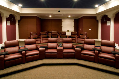 Inspiration for a modern home theater remodel in San Francisco