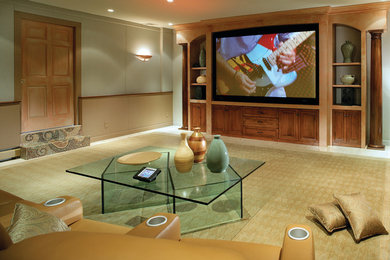 Example of a tuscan home theater design in New York