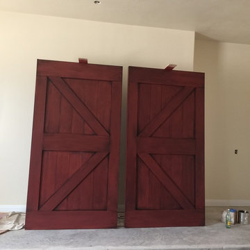 Painted and Faux Finished Barn Doors for Media Room