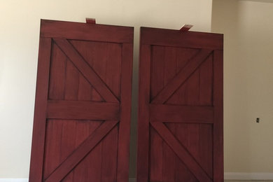 Painted and Faux Finished Barn Doors for Media Room