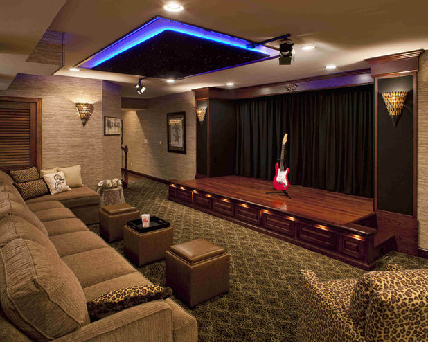 Contemporary Home Theatre by Media Rooms Inc