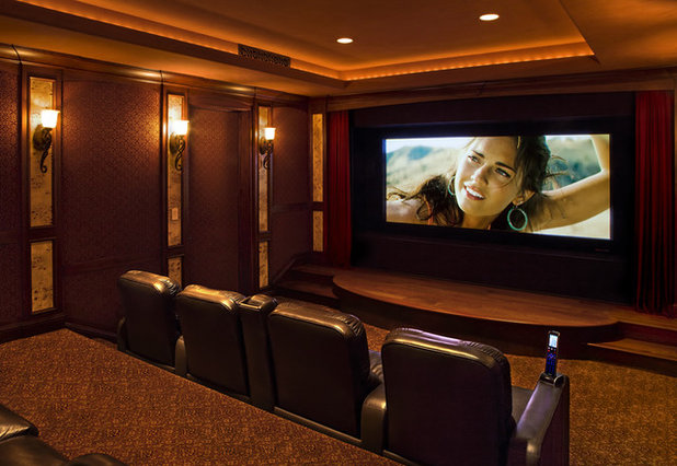 Eclectic Home Theater by Friehauf Architects Inc.