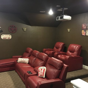 Red Leather Theatet Seating with Media Sofa DFW