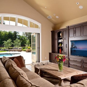 Saratoga, CA Mediterranean Pool House & Outdoor Living Area