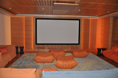 Inspiration for a modern home theater remodel in Vancouver