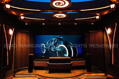 Inspiration for a modern home theater remodel in Sacramento